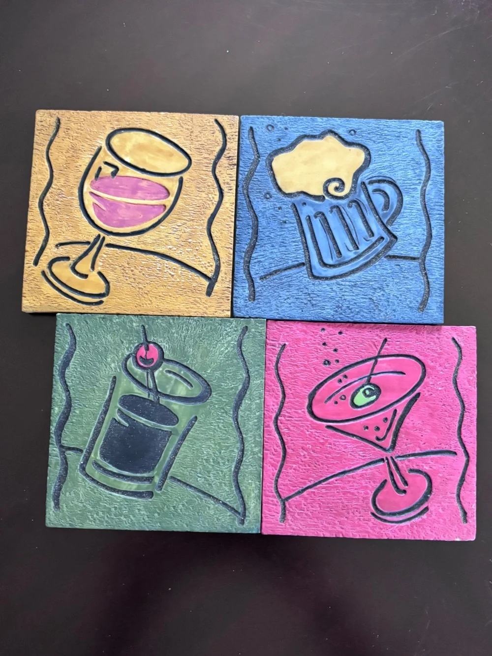 4 Colorful Cocktail Coaster